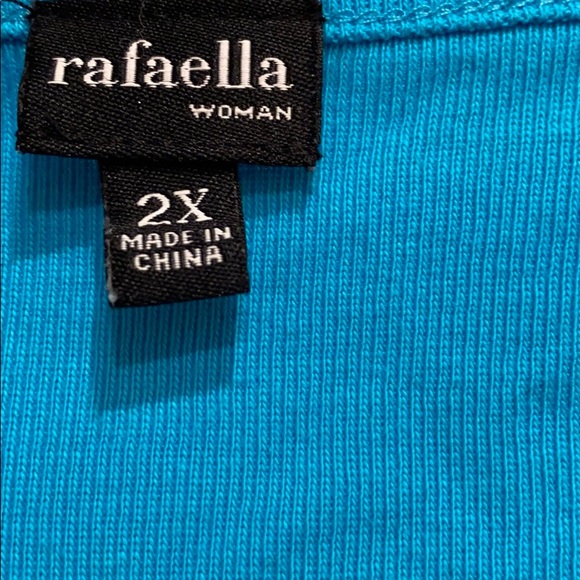 Rafaella turquoise shirt with beading at neck 2X - Picture 3 of 4